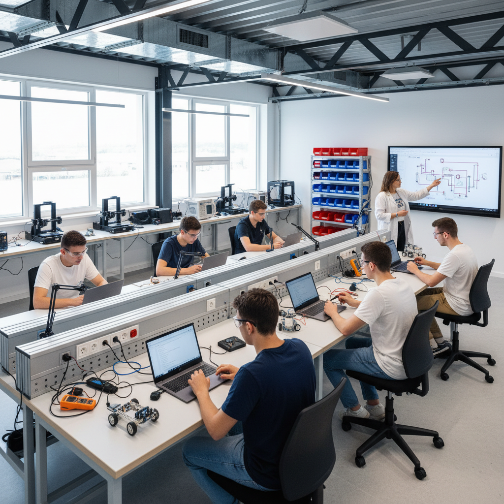 firefly gemini flash 4. technical skills “students attending a modern technical workshop, working on lapto 162459