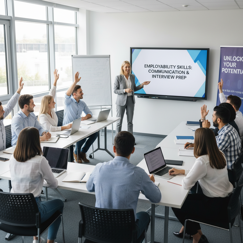 firefly gemini flash employability skills “soft skills training session in a classroom, trainer conducting 162459